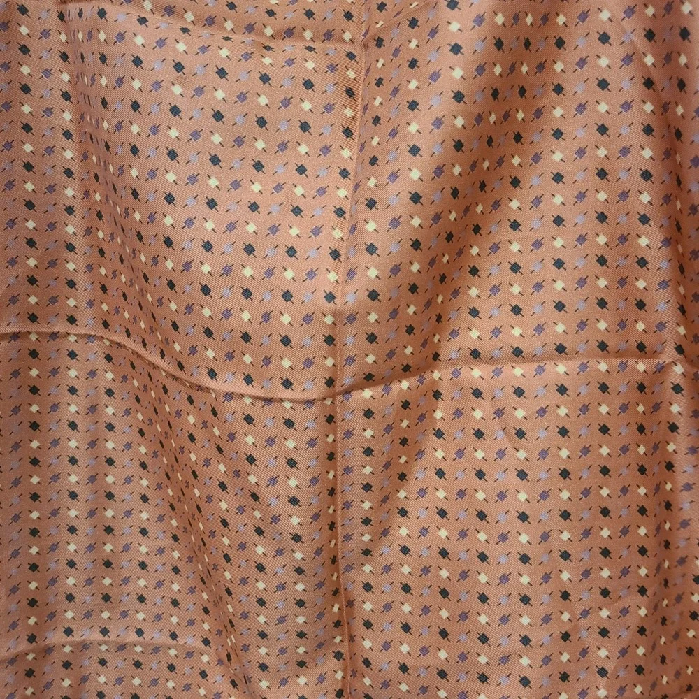 Vintage Style Terracotta Orange Geometric Foulard Square Silk Feel Scarf 26x26